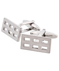 Alternative view of Brushed Rhodium Plated Rectangle Cufflinks