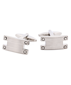 Brushed Rhodium Striped Cufflinks