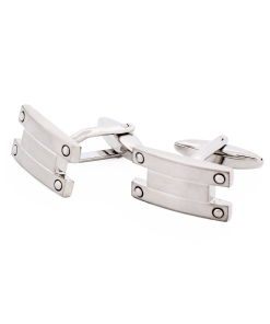 Alternative view of Brushed Rhodium Striped Cufflinks