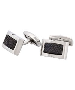 Alternative view of Stainless SteelIon Plated Black Patterned Cufflinks