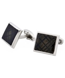 Alternative view of Stainless Steel & Black Enamel Check Cufflinks