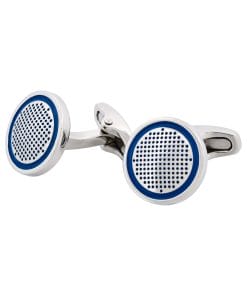 Alternative view of Stainless Steel & Blue Enamel Round Cufflinks