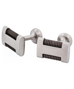 Alternative view of Brushed Stainless Steel & Gun Metal Drill Bar Cufflinks