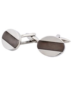 Alternative view of Stainless Steel &Ion Plated Gun Metal Centered Cufflinks