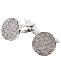 Alternative view of Stainless Steel & Basket Weave Round Cufflinks