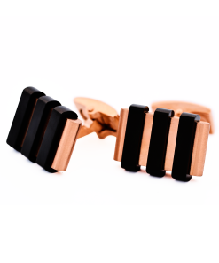 Alternative view of Stainless Steel &Ion Plated Rose Gold &Ion Plated Black Cufflinks