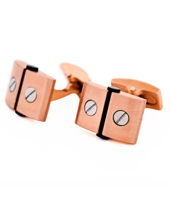Alternative view of Stainless Steel &Ion Plated Rose Gold &Ion Plated Black Screw Cufflinks