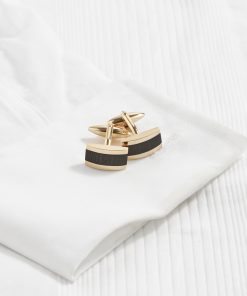 Alternative view of Stainless Steel &Ion Plated Rose Gold & Wood Patterned Carbon Fibre Cufflinks