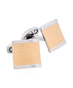 Alternative view of Stainless Steel &Ion Plated Matt Striped Cufflinks