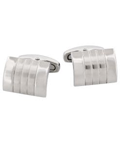 Brushed & Polished Self Striped Stainless Steel Cufflinks