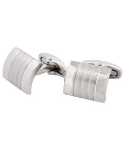 Alternative view of Brushed & Polished Self Striped Stainless Steel Cufflinks