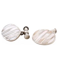 Alternative view of Oval Mop Striped Sterling Silver Chain Cufflinks