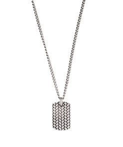 Stainless Steel Sandblasted Tyre Patterned Dog Tag Pendant (55cm Chain)