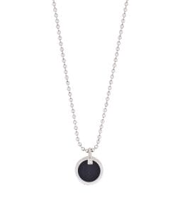 Stainless Steel & Carbon Round Shape Pendant & 55cm Ball Chain