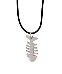 Stainless Steel Fish Pendant on 55cm Rubber Chain