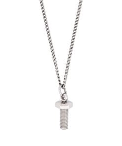 Stainless Steel Screw Nut Pendant on Curb Link Chain