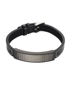 Stainless Steel Colour Gradiant & Leather Bracelet