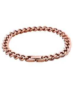 Ion Plated Rose Gold Stainless Steel Classic Curb-Link Chain Bracelet