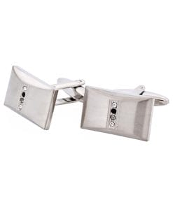 Alternative view of Brushed Rhodium Plated & Crystal & Jet Cufflinks