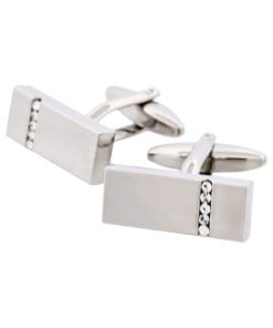 Alternative view of Polished Rhodium Plated Crystal Rectangle Cufflinks