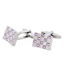 Brushed Rhodium Plated & Amethyst Crystal Cufflinks