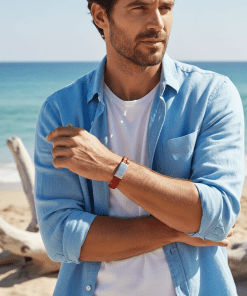 Alternative view of Rubino Leather Italian Stainless Steel Bracelet