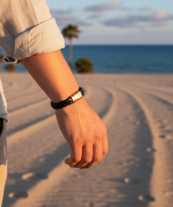 Alternative view of Ip14k Gold Stainless Steel & Black Calf Leather Bracelet