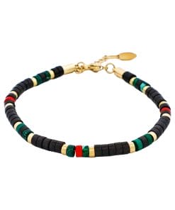 Savage - Multi Coloured Semi-Precious Stone &Ion Plated Gold Stainless Steel Disc Bracelet