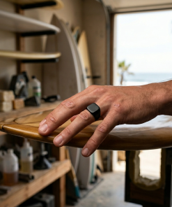 Alternative view of Ion Plated Black Brushed Stainless Steel Signet Ring