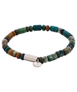 Shiny Indian Onyx & Stainless Steel Beaded Bracelet