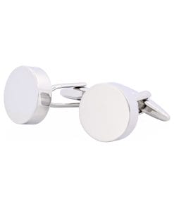 Alternative view of Polished Rhodium Plated Round Cufflinks