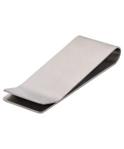 Close-up of a curved, shiny metal strip with a dark interior edge, diagonally oriented.