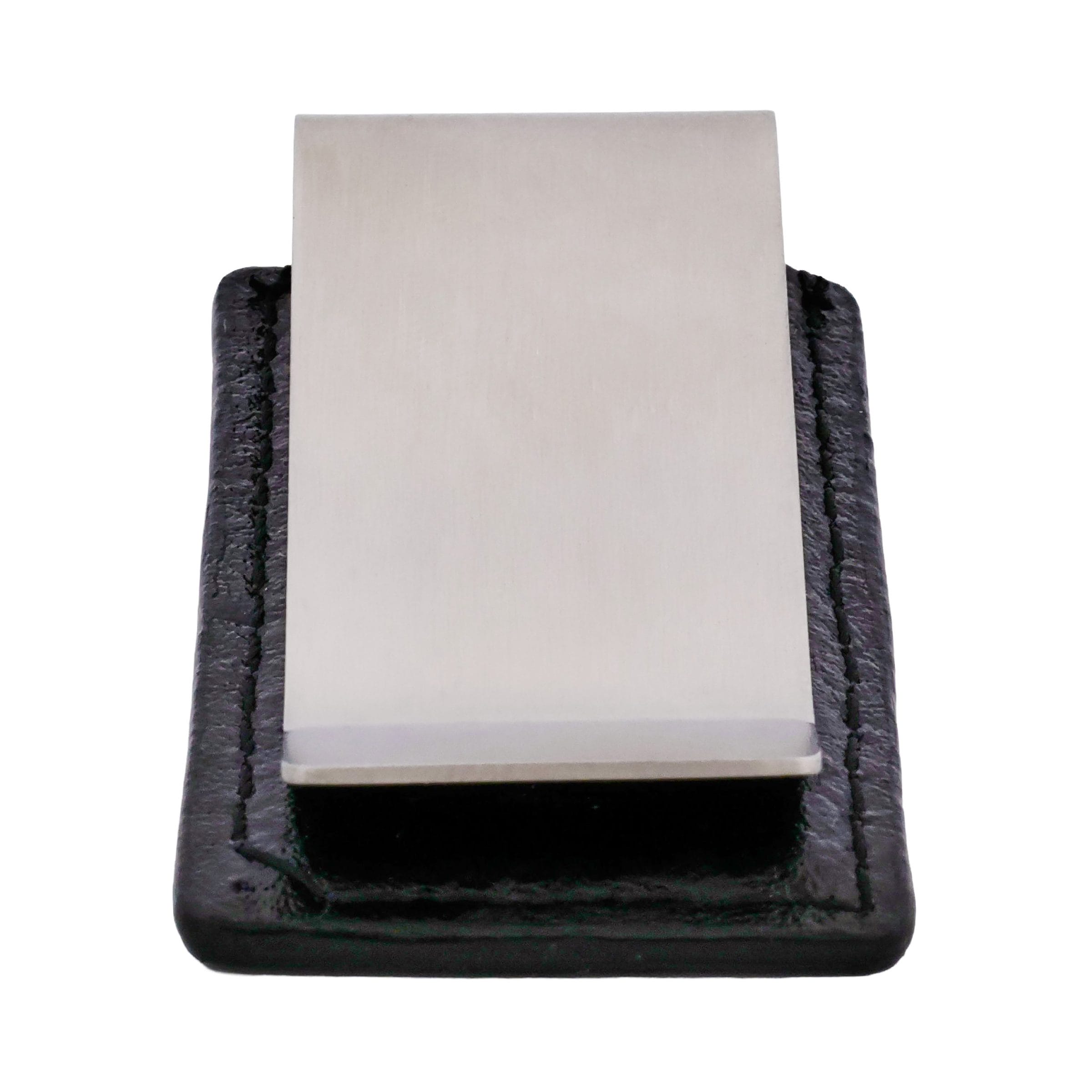 500-155 | Cudworth Close-up of a flat, rectangular metal blade set in a dark, textured frame.