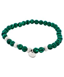 6mm Green Malachite Stone Beads & Stainless Steel Bracelet