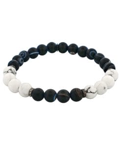 White Jasper & Stone Beaded & Stainless Steel Bracelet
