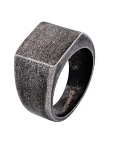 Alternative view of Antique Ion Plated Gun Metal Stainless Steel Signet Ring