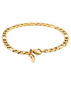 Ion Plated 14k Gold Figaro Stainless Steel Chain Bracelet