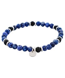 6mm Dumortierite Beads & Black Onyx Stainless Steel Bracelet