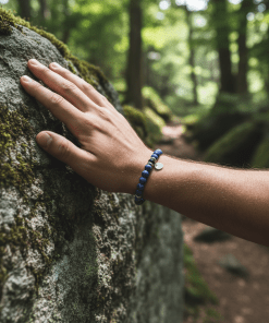 Alternative view of 6mm Dumortierite Beads & Black Onyx Stainless Steel Bracelet