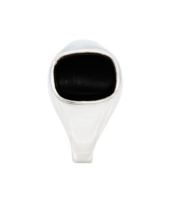 Alternative view of Rhodium plated Sterling Silver/Onyx Signet Ring