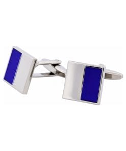 Alternative view of Rhodium Plated Dark Blue Cat’s Eye Cufflinks
