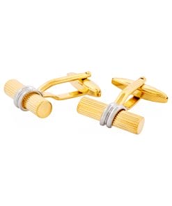 Alternative view of Brushed Gold & & Rhodium Plated Scroll Cufflinks
