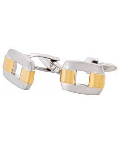 Alternative view of Brushed Rhodium & Brushed Gold Link Cufflinks