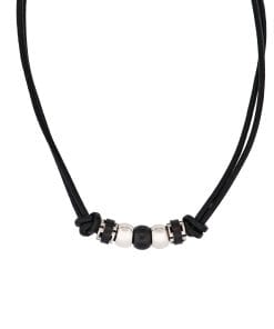 Stainless Steel Beaded & Leather Pendant