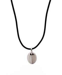 Stainless Steel Oval Pendant & Rubber Chain