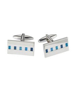 Alternative view of Rhodium Plated Multi Blue Enamel Rectangle Cufflinks
