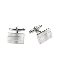 Alternative view of Polished & Brushed Rhodium Cufflinks