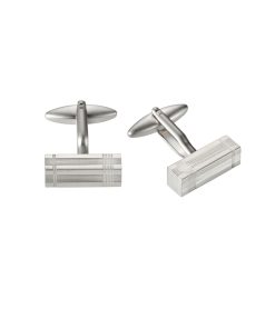 Alternative view of Small Rectangle Pearl Rhodium Cufflinks