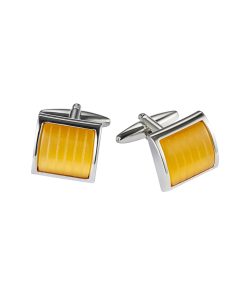 Alternative view of Yellow Cat’s Eye Domed Square Cufflinks