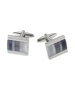 Alternative view of Multi Grey Cat’s Eye Striped Cufflinks